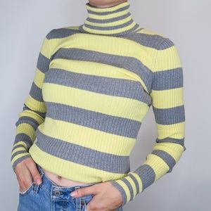 Vintage LEI Striped Turtleneck Sweater
